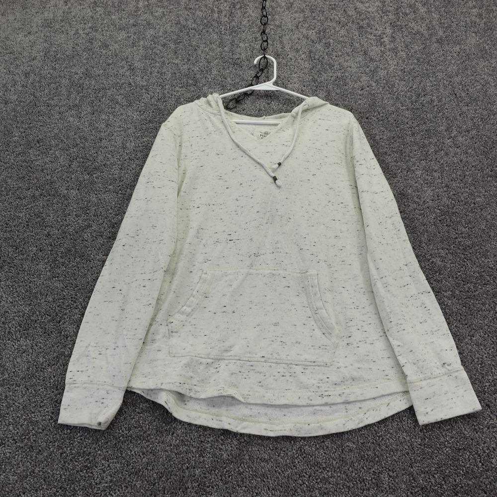 SO Perfect Hoodie Womens Extra Large Cream Black Speckled Pullover V Neck XL